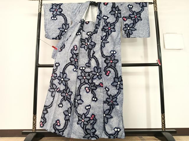 平和屋着物∴夏物 浴衣 有松鳴海絞り 舞花文 綿 逸品 CABG7603vp