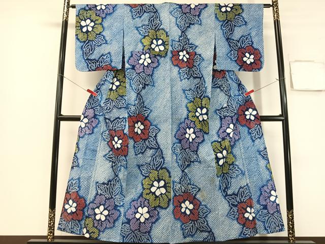 平和屋着物∴夏物 浴衣 有松鳴海絞り 草花文 綿 逸品 CABG7604vp