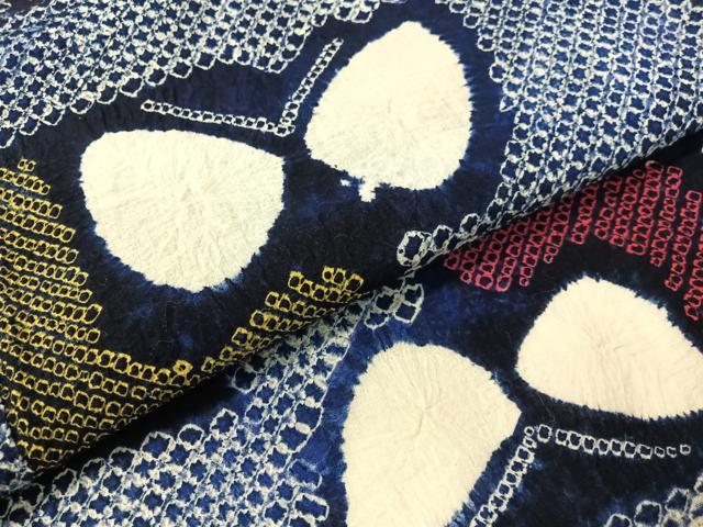 平和屋着物∴夏物 浴衣 有松鳴海絞り 色紙舞蝶文 綿 逸品 CABG7608vp