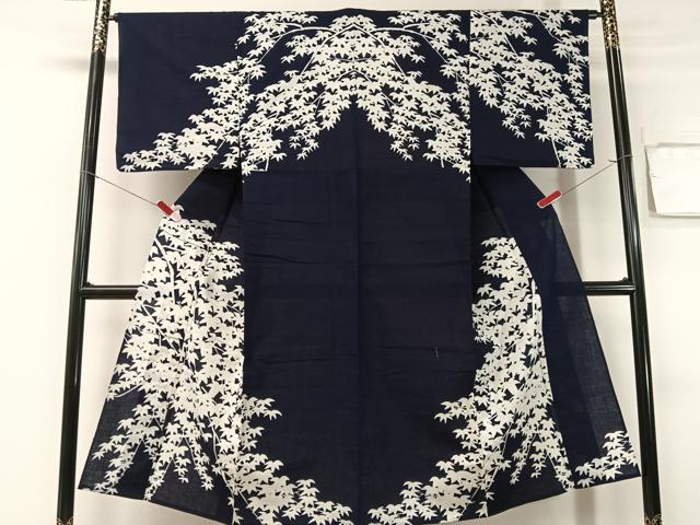 平和屋着物▽男性 訪問着 単衣 枝葉シルエット 綿 正絹 逸品 CABG7609vp