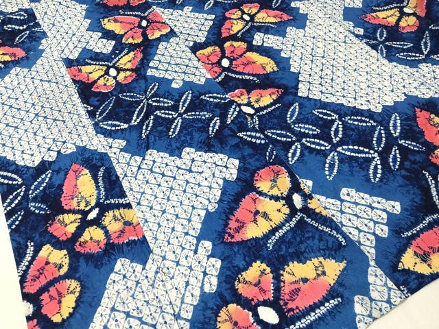 平和屋着物∴夏物 浴衣 有松鳴海絞り 舞蝶七宝文 綿 逸品 CABG7622vp