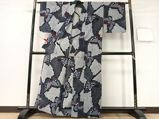 平和屋着物∴夏物 浴衣 有松鳴海絞り 舞蝶文 綿 逸品 CABG7625vp
