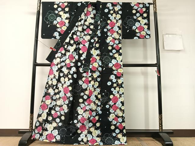 平和屋着物∴ファッションブランド hiromichi nakano ヒロミチナカノ 夏物 浴衣 舞花蝶文 黒地 金彩 綿 逸品 CABG7626vp