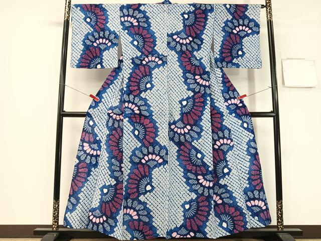 平和屋着物∴夏物 浴衣 有松鳴海絞り 花扇 綿 逸品 CABG7641vp