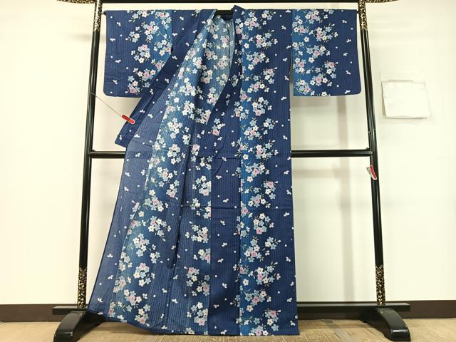 平和屋着物∴夏物 浴衣 綿紅梅 草花文 金彩 綿 逸品 CABG7642vp