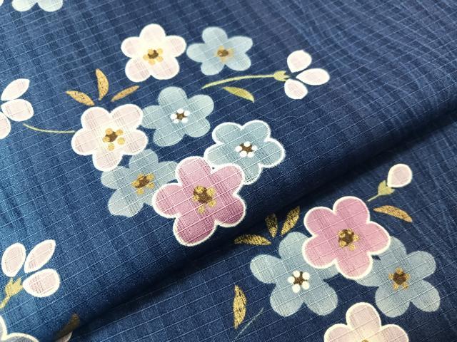 平和屋着物∴夏物 浴衣 綿紅梅 草花文 金彩 綿 逸品 CABG7642vp