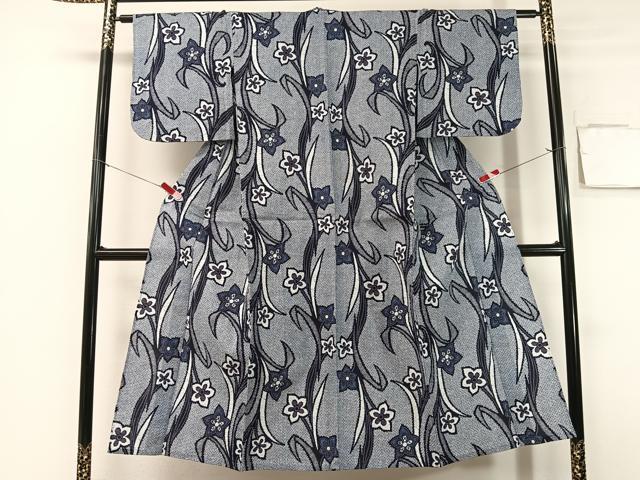 平和屋着物∴夏物 浴衣 草花文 リップル生地 綿 逸品 未使用 CABG7650vp