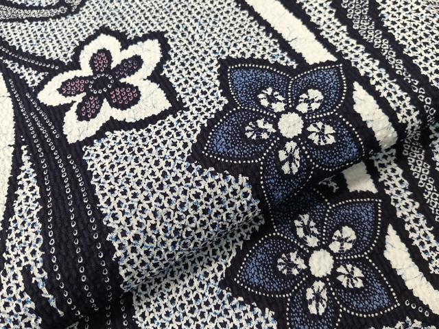 平和屋着物∴夏物 浴衣 草花文 リップル生地 綿 逸品 未使用 CABG7650vp