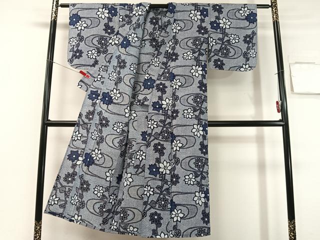 平和屋着物∴夏物 浴衣 流水花文 リップル生地 綿 逸品 未使用 CABG7651vp