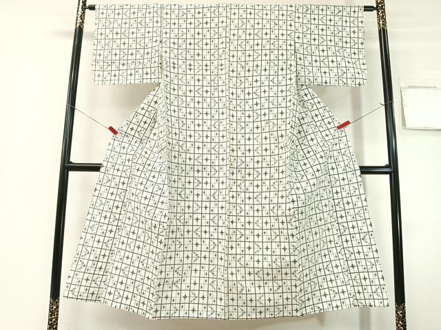 平和屋着物∴夏物 浴衣 絽 十字絣文様 綿 逸品 CABG7662vp