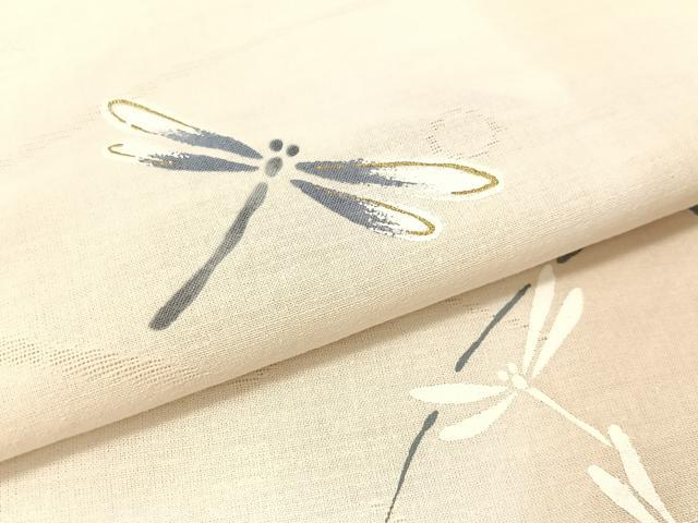 平和屋着物∴夏物 浴衣 露芝紋紗 トンボ 金彩 綿 逸品 CABG7664vp