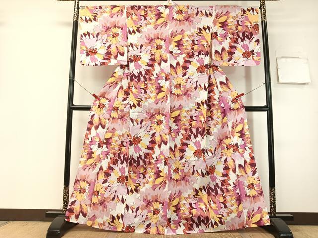 平和屋着物∴夏物 浴衣 菊花文 綿 逸品 CABG7666vp