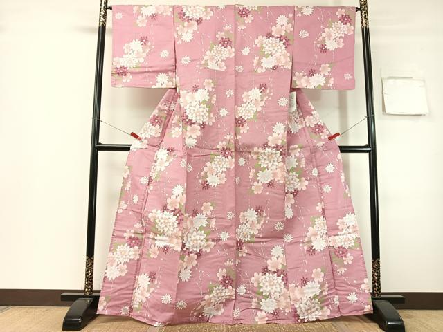 平和屋着物∴夏物 浴衣 ハート 舞花文 綿 逸品 未使用 CABG7668vp