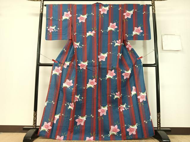 平和屋着物∴夏物 浴衣 跳び兎 綿 逸品 CABG7671vp