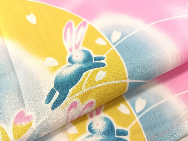 平和屋着物∴夏物 浴衣 綿紅梅 跳び兎 綿 逸品 CABG7675vp