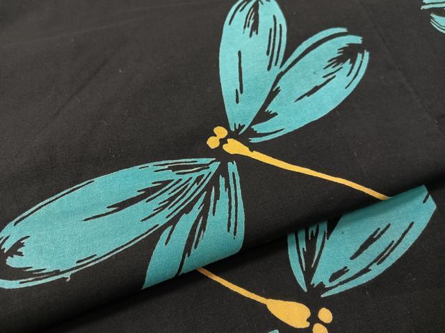 平和屋着物∴夏物 浴衣 トンボ 黒地 綿 逸品 CABG7679vp