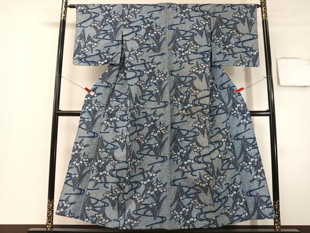平和屋着物∴夏物 浴衣 流水杜若 リップル生地 綿 逸品 CABG7694vp