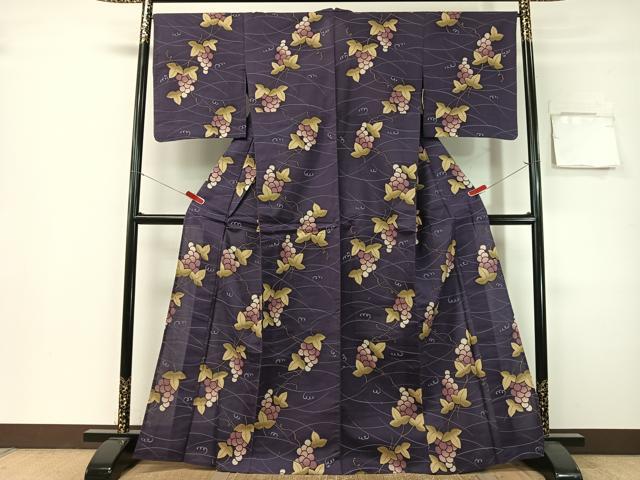 平和屋着物∴こむさでもーど・COMME CA DU MODE 夏物 浴衣 葡萄蔦の葉文 綿 逸品 未使用 CABG7697vp