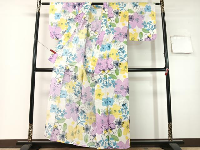 平和屋着物∴夏物 浴衣 綿紅梅 舞花文 綿 逸品 CABG7701vp