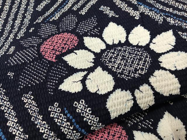 平和屋着物∴夏物 浴衣 向日葵 リップル生地 綿 逸品 CABG7702vp
