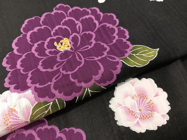 平和屋着物∴夏物 浴衣 Lois CRAYON 舞花文 黒地 金彩 綿 逸品 CABG7706vp