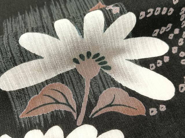 平和屋着物∴夏物 浴衣 菊花文 黒地 綿 逸品 CABG7709vp