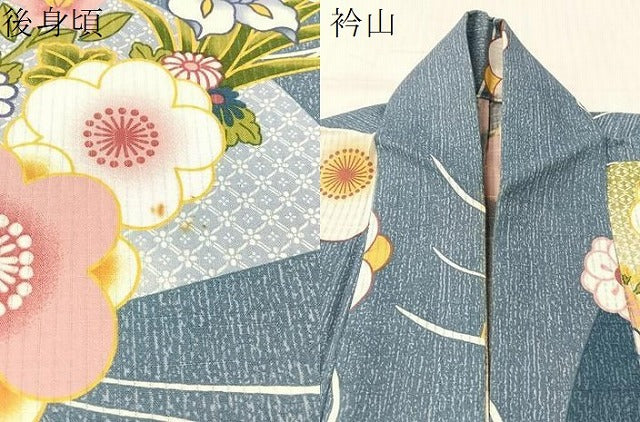 平和屋着物∴夏物 浴衣 縦絽 流水地紙鼻文 綿 逸品 CABG7715vp