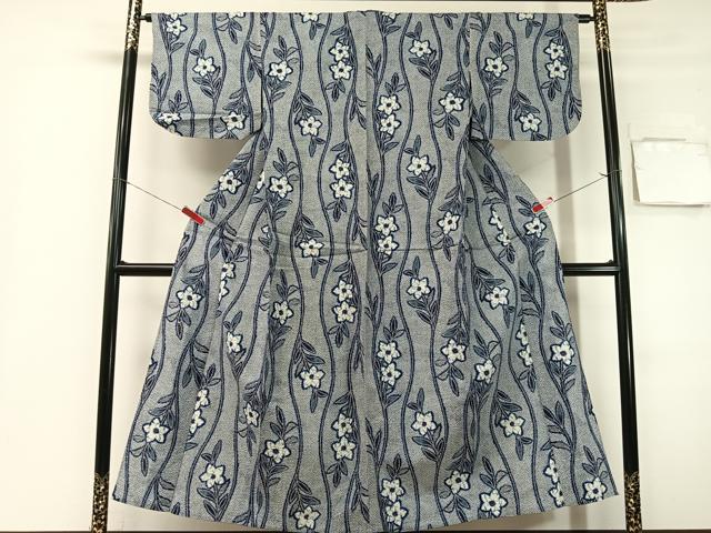 平和屋着物∴夏物 浴衣 立涌桔梗文 リップル生地 綿 逸品 CABG7727vp