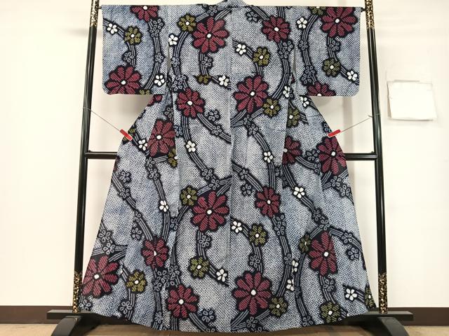 平和屋着物∴夏物 浴衣 有松鳴海絞り 舞花文 綿 逸品 未使用 CABG7740vp