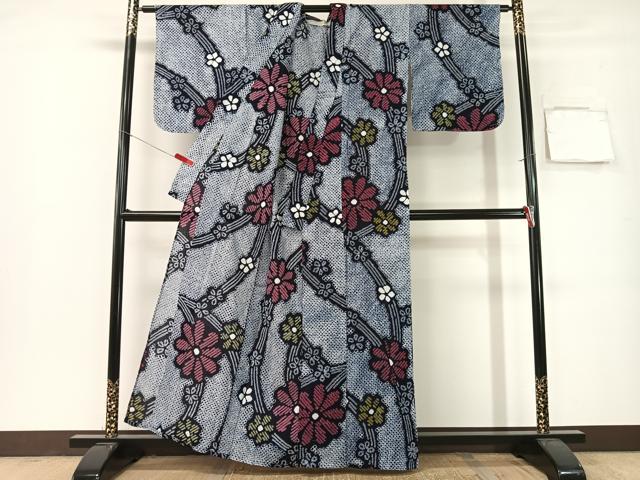 平和屋着物∴夏物 浴衣 有松鳴海絞り 舞花文 綿 逸品 未使用 CABG7740vp