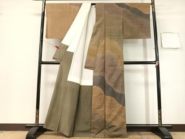 平和屋着物●石川県指定無形文化財 牛首紬 白山工房 手織り 角印 訪問着 道長文様 正絹 逸品 CABG7741vp