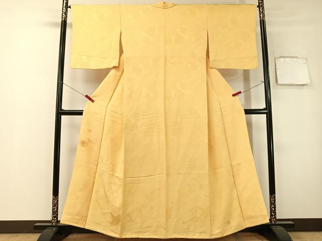 平和屋着物●上質な色無地 道長更紗地紋 蜂蜜色 正絹 逸品 CABG7743vp
