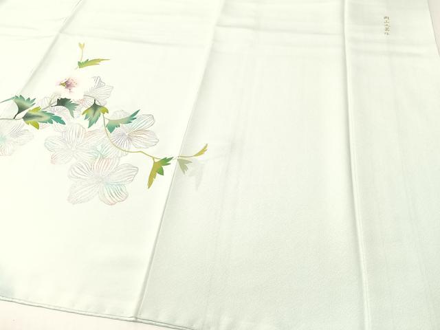 平和屋着物●訪問着 岡山工芸作 草花文 暈し染め 銀彩 正絹 逸品 CABG7744vp