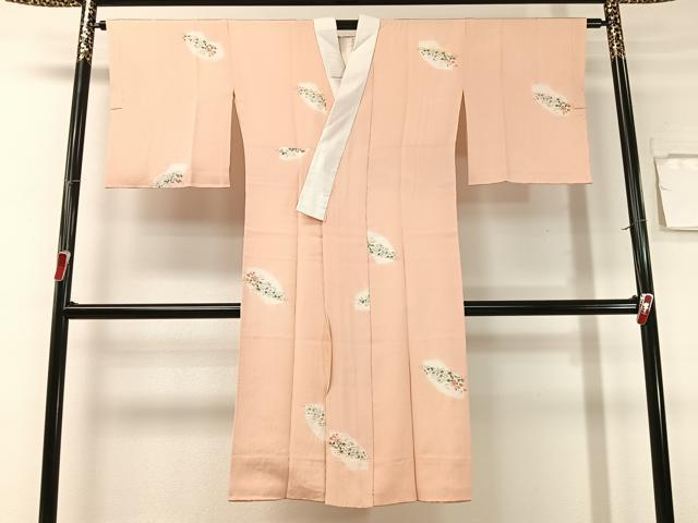 平和屋着物●長襦袢 袷 絞り 手描き 地紙花文 正絹 逸品 未使用 CABG7746vp