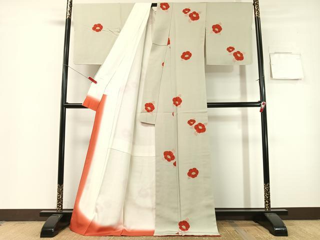 平和屋着物●上質な小紋 舞花文 金彩 ロング丈 正絹 逸品 未使用 CABG7747vp