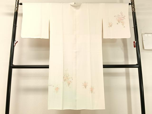 平和屋着物●長襦袢 袷 手描き 草花文 暈し染め 正絹 逸品 CABG7748vp