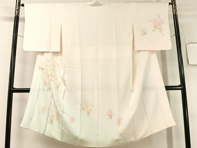 平和屋着物●長襦袢 袷 手描き 草花文 暈し染め 正絹 逸品 CABG7748vp