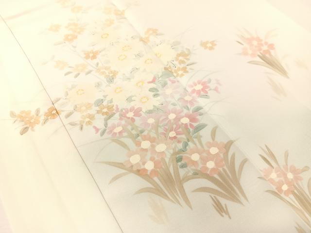 平和屋着物●長襦袢 袷 手描き 草花文 暈し染め 正絹 逸品 CABG7748vp