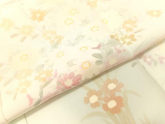 平和屋着物●長襦袢 袷 手描き 草花文 暈し染め 正絹 逸品 CABG7748vp