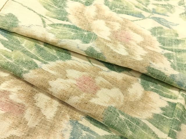 平和屋着物●小千谷紬 牡丹 正絹 逸品 CABG7754vp