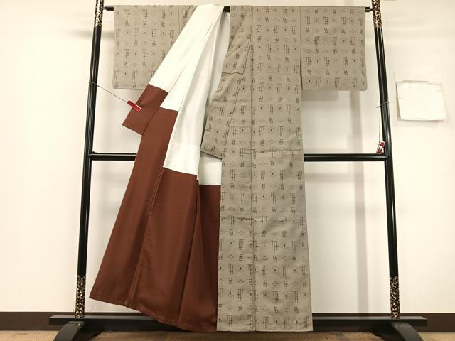 平和屋着物●上質な紬 絣文様 正絹 逸品 未使用 CABG7756vp