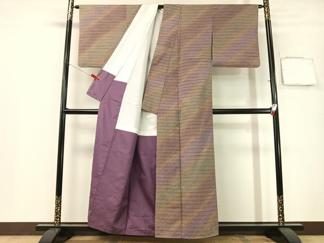 平和屋着物●菅原工房 菅原結作 漢方染紬 横縞 正絹 逸品 CABG7767vp