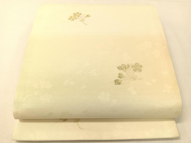 平和屋着物●全通柄袋帯 草花文 金糸 正絹 逸品 CABG7799vp