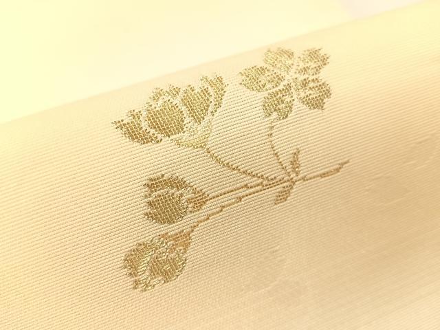 平和屋着物●全通柄袋帯 草花文 金糸 正絹 逸品 CABG7799vp