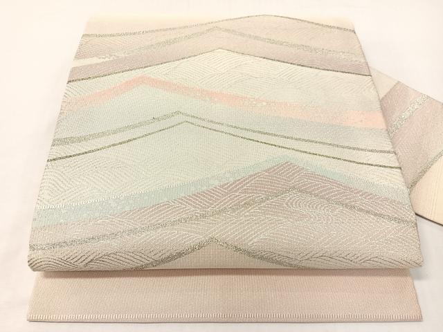 平和屋着物●九寸名古屋帯 綴れ 立波箔散らし 銀糸 正絹 逸品 CABG7804vp