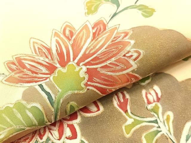 平和屋着物●塩瀬 九寸名古屋帯 作家物 ろうけつ染め 菊花文 金彩 正絹 逸品 CABG7805vp