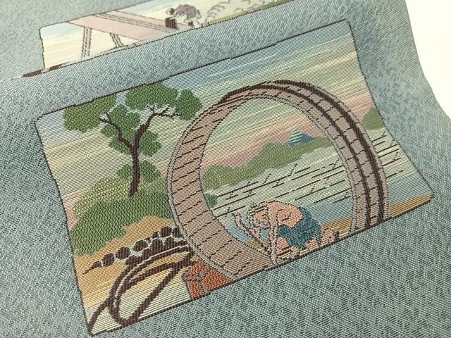平和屋着物●六通柄袋帯 まわた紬帯 夢 東海道五十三次 正絹 逸品 CABG7808vp