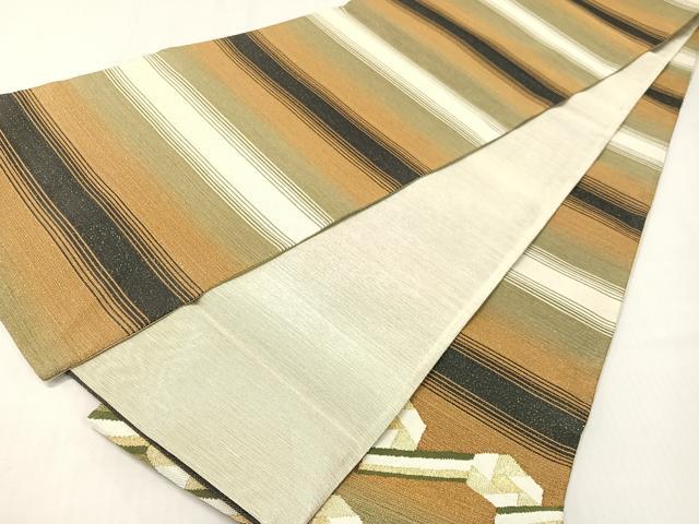 平和屋着物●太鼓柄袋帯 横段吉祥文 金糸 正絹 逸品 未使用 CABG7813vp