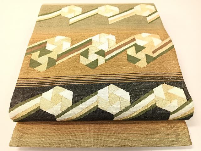平和屋着物●太鼓柄袋帯 横段吉祥文 金糸 正絹 逸品 未使用 CABG7813vp