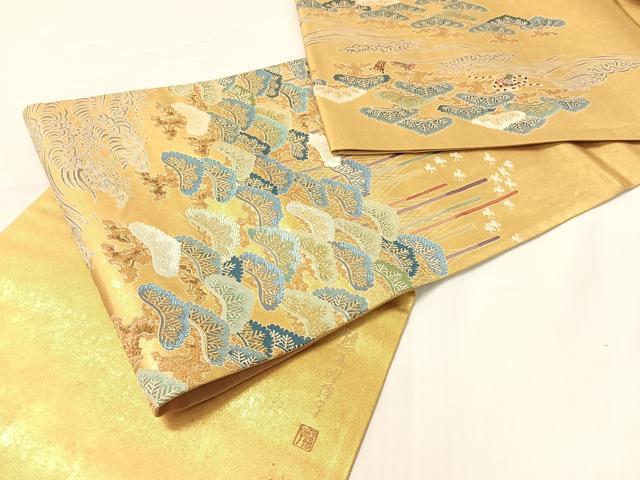 平和屋着物●東京友禅 熊谷好博子 太鼓柄袋帯 寿松 金糸 引箔 正絹 逸品 CABG7819vp